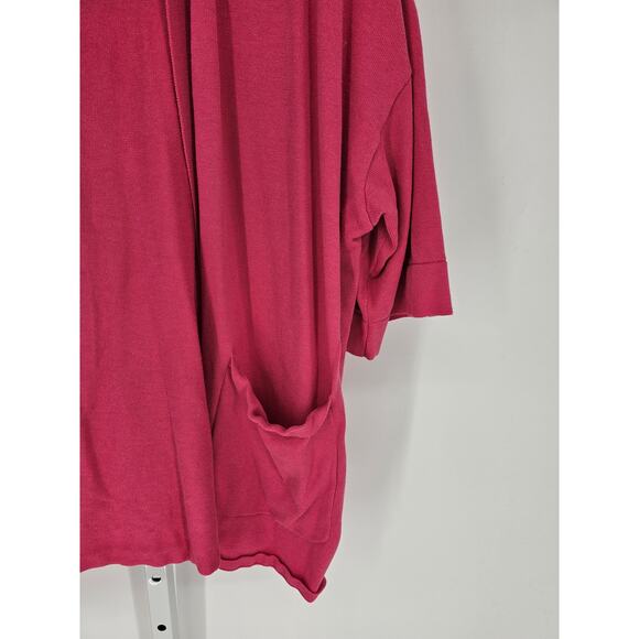 Isaac Mizrahi LIVE! Women's Pink Open Front Pockets Long Sleeve Cardigan Size 1X - Picture 2 of 4